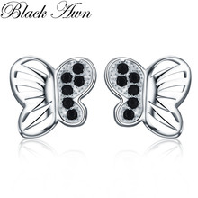 2021 New Romantic 1g 925 Sterling Silver Jewelry Natural Butterfly Black Spinel Party Stud Earrings for Women Bijoux T210 2024 - buy cheap