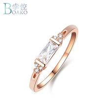 BOAKO, anillos cuadrados pequeños a la moda para mujeres, uso diario, zirconia cúbica AAA de color oro rosa, joyería femenina 2024 - compra barato