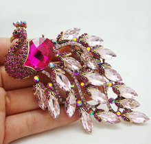 Vintage Jewelry Peacock Bird Purple Crystal Rhinestone Art Nouveau Gold Tone Brooch Pin 2024 - buy cheap