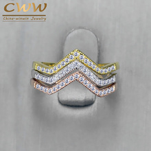 CWWZircons New Trendy Cubic Zircon Stones 3 Colors Engagement Triangle Women Rings Set Fashion CZ Jewelry Accessories R012 2024 - buy cheap