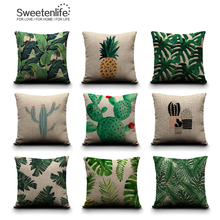 Sweetenlife Cushion Cover 50*50 Pillowcases Decorative Pillows Tropical Plants Throw Pillows Green Wholesale Cushions Home Decor 2024 - buy cheap