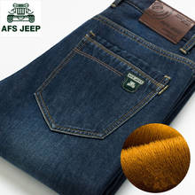AFS JEEP Autumn/Winter man's Classical Thicken Plus Velvet Cotton Jeans Male Fashion Basic section Warm Loose teenager pants 2024 - buy cheap