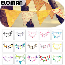 ELOMAN 3.2m cotton Fabric hanging flag birthday party colorful banners for wedding home coffe bar classical decorations 2024 - buy cheap