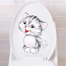 ZHYHGO DIY милый кот на toilot наклейки, ванная комната, детская комната, настенные наклейки, украшение, животное, винил, ПВХ, настенная живопись, художественные наклейки 2024 - купить недорого