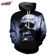 UJWI Mens Hip Hop Hoodies Mysterious Smoke Skulls 3D Printed Personality Punk Rock Man Pullover Large Size 6XL 2024 - buy cheap