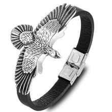 2021 New Fashion Leather Wing Eagle Bracelet Kazakh Totems Eagle 316L Stainless Steel Bangle Men'S Bracelets Jewelry Party Gifts 2024 - buy cheap