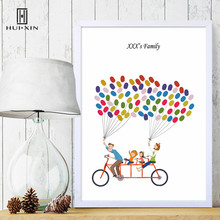 Libro de firmas de invitados para montar en motocicleta grande, huella digital DIY, nombre y fecha de reunión familiar gratis para decoración de fiesta, familia feliz 2024 - compra barato