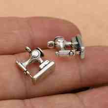 10 peças pingentes folheados a prata antigos para máquina de costura 3d pingentes para fazer joias bracelete joias achados acessórios 16x12mm 2024 - compre barato