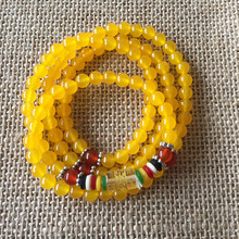 Тибетский буддийский 108 Желтый нефритовый молитвенный бисер Mala ожерелье 2024 - купить недорого