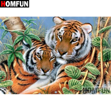 HOMFUN 5D DIY Diamond Painting Full Square/Round Drill "Animal tiger" 3D Embroidery Cross Stitch gift Home Decor A01006 2024 - buy cheap