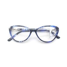 Anti luz azul progressivo multifocal óculos de leitura retro cat eye frame perto distante vista diopter eyewear tr90 2024 - compre barato