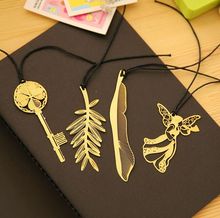 1pcs Cute Kawaii Gold Metal Bookmark Vintage Key Feather Angel Bookmarks Paper clip for book Creative Products Stationery 2024 - buy cheap