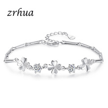 ZRHUA New 925 Sterling Silver Simple Pattern Shape Bracelet for Personality Women Plant Party Jewelry Cubic Zirconia Bijoux 2024 - buy cheap