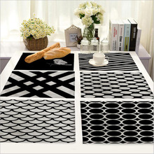Mesa de decoração geométrica preta e branca, apoio para mesa de cozinha, personalização 2024 - compre barato