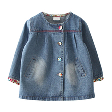 2021 Autumn Spring Fashion 2 3 4 5 6 7 8 9 10 Years Teenage Little Children Baby Floral Denim Blue Long  Jacket For Kids Girls 2024 - buy cheap