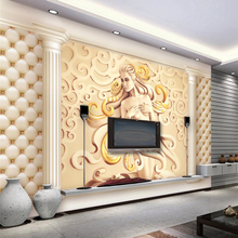 beibehang Wallpaper mural custom living room bedroom European luxury embossed 3D Roman column mural background decoration 2024 - buy cheap