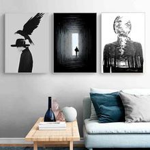 Pintura de lona para decoración del hogar, imagen de paisaje, arte de pared, Impresión de figura para sala de estar, dormitorio, blanco y negro, pintura minimalista 2024 - compra barato