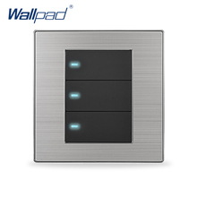 Hot Sale 3 Gang 1 Way Wall Light Switch Wallpad Luxury Push Button Switches LED Indicator Interrupteur 10A AC 110~250V 2024 - buy cheap