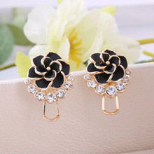 COWNINE Fashion simple creative personality camellia glue black women rose ear clip earrings gift jewelry 2024 - buy cheap