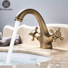Free Shipping Dual Handle Basin Faucet Single Hole Deck Mounted Brass Bathroom Vanity Sink Mixers Hot and Cold Tap 2024 - buy cheap