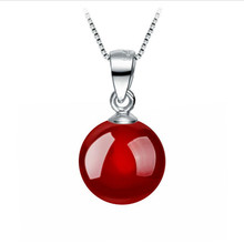 Collar con colgante de perlas rojas para mujer, joyería chapada en plata, accesorios para niña, regalo de Navidad 2024 - compra barato