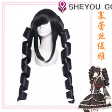 Anime Danganronpa Dangan Ronpa Celestia Ludenberg Cosplay Wig Ludenbeck Heat Resistant Synthetic Hair Black Roll Wigs + Wig Cap 2024 - buy cheap