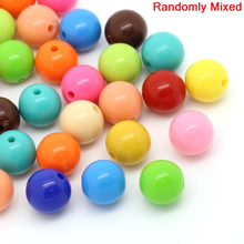 Doreen Box hot-  Acrylic Spacer Beads Round Mixed Color 14mm Dia,50PCs(B22146) 2024 - buy cheap