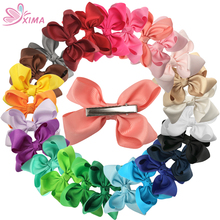 XIMA 25pcs/lot 3.5inch Ribbon Hair Bows Girl Ribbon Bows with Clip for Children Hair Accessories 2024 - buy cheap