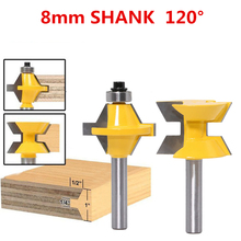 8 milímetros shank-2 peças, cnc sólidos carbide carpintaria router bits, 120 graus Faca, splicing Faca Carpintaria fresa, ferramenta de madeira 2024 - compre barato