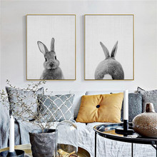 Rabbit Nordic Canvas  Painting Lovely Animals Picture Wall Art Home Decor Living Room Kid Bedroom Minimalist Poster Home Decor 2024 - buy cheap