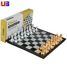 Tablero de ajedrez internacional U3 para niños y adultos, chesspiece, dorado y plateado, plegable, regalo 2024 - compra barato