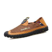 2020 Verão Homens Sapatos de Malha de Ar PU Patchwork Novo Deslizamento Homem Loafer Moda Verão Sapatos Casuais Sapatos Respirável Homem Tênis 2024 - compre barato