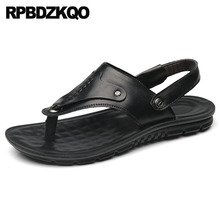 Agua Chinelo De Dedo Sapatos Chinelos Plano Tênis 2018 Preto à Prova D'água Slides Homens Sandálias Couro Verão Correia Castanho Alça Runway 2024 - compre barato