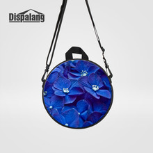 Dispalang-bolsas de mensajero personalizadas con estampado de flores azules para niñas pequeñas, bolso escolar para guardería, Mini bandolera redonda 2024 - compra barato