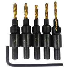 5pcs HSS Hex Shank Countersink Drill Woodworking Drill Bit Set Drilling Pilot Holes counterbore For Screw Sizes  #6#8#10#12#14 2024 - buy cheap