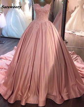 Ball Gown V-neck Pink Prom Dress 2022 Sleeveless Appliques Lace Beading Floor Length Bridesmaid Dresses Galajurk 2024 - buy cheap