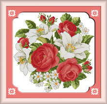Kit de punto de cruz Noble Rose & lily, lienzo impreso con flores, bordado artesanal, costura hecha a mano, 18ct 14ct 11ct 2024 - compra barato