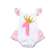 0-24M Princess Newborn Baby Girl Sleeveless Backless Crown Print Birthday Bodysuit Jumpsuit Outfits Summer Clothes 2024 - buy cheap