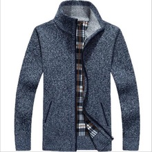 Men Warm Sweaters Cardigans Knitwear Male Fashion Plus Thick Velvet Zipper Sweatercoat Men's Autumn Winter Cardigan 2024 - buy cheap