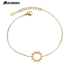 Maxmoon Sun Flower Pendant Bracelet Stainless Steel Simple Charm Bracelets for Girls Gift Pulseira Feminina 2024 - buy cheap