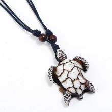 Fashionable Men Resin Tortoise Pendant Long Necklace Retro Handmade Male Jewelry 2024 - buy cheap