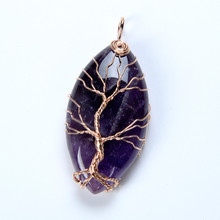 Horse Eye Tree of Life Necklace Pendants Pendulum Natural Stone Amethysts Reiki Wicca Witch Amulet For Women Men Fashion Jewelry 2024 - buy cheap