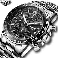 2019 New LIGE Mens Watches Top Brand Luxury Stopwatch Sport waterproof Quartz Watch Man Fashion Business Clock relogio masculino 2024 - buy cheap