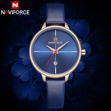 Naviforce 2019 nova moda azul relógios de couro feminino casual quartzo relógio de pulso estilo simples feminino à prova dwaterproof água reloj mujer 2024 - compre barato