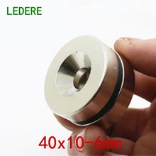 LEDERE 1pcs 40x10 mm Hole: 6mm Super Strong Round Powerful Neodymium Magnets 40*10 Countersunk Rare Earth Magnet 40x10-6 2024 - buy cheap