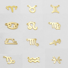 12pcs/lot Grace Moments 15mm Mirror Polished Stainless Steel Gold Color Twelve Zodiac Charm DIY Constellation Connectors Jewelry 2024 - buy cheap