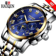Haiqin-relógio de pulso mecânico, luxuoso, empresarial, cronógrafo, à prova d'água, aço masculino 2024 - compre barato
