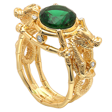 Hainon New Gold Color Ring Dragon With Green Round Cubic Zircon Ring Vintage Punk Party Finger Ring Jewelry For Men Women 2024 - buy cheap