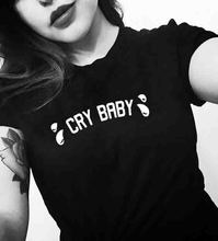 Camiseta feminina com estampa de letras crybaby, camiseta para verão hipster e engraçada, para moças e meninas tumblr, camiseta gráfica 38b2 2024 - compre barato