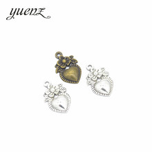 YuenZ-20 Uds. De dijes de corazones y flores, colgantes de Metal antiguo para fabricación de joyas, collar, pulsera, accesorios de joyería, 18x12mm, A45 2024 - compra barato